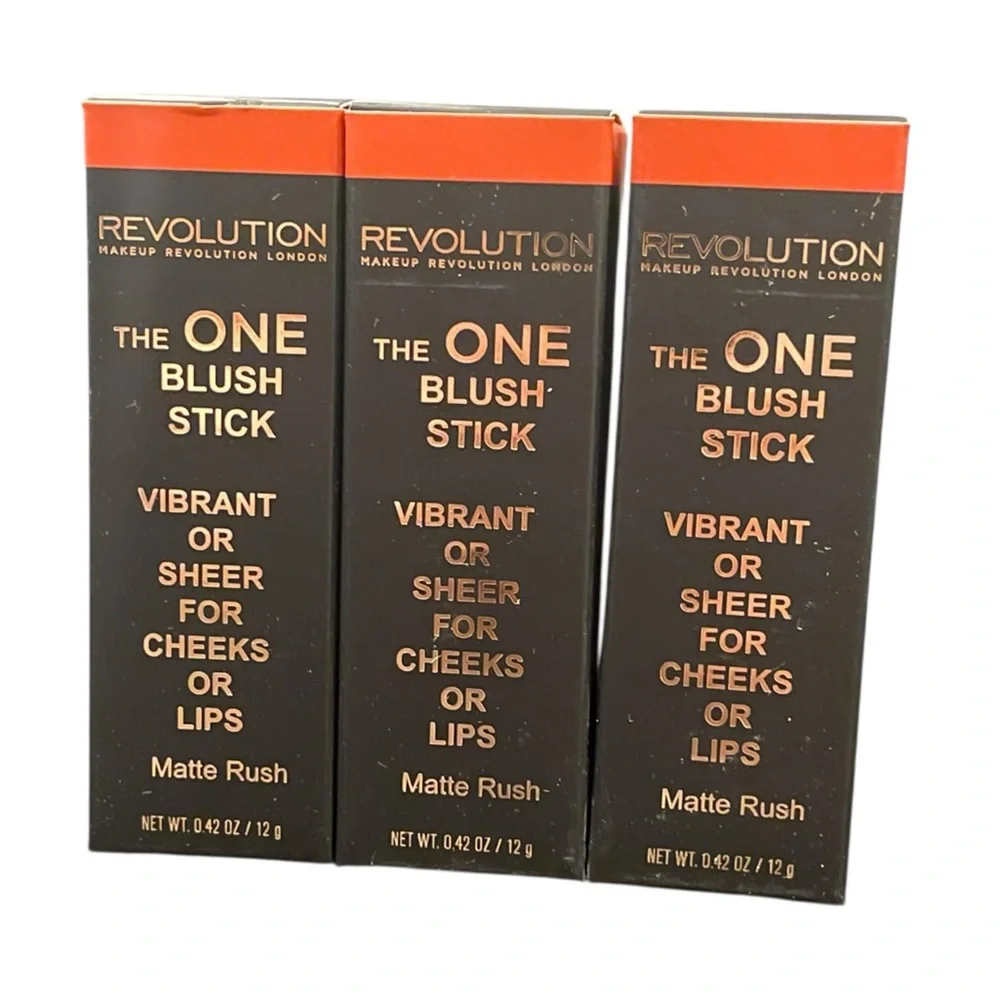Revolution The One Blush Stick In Matte Rush NEW Red Orange Cheeks Lips Vibrant‎